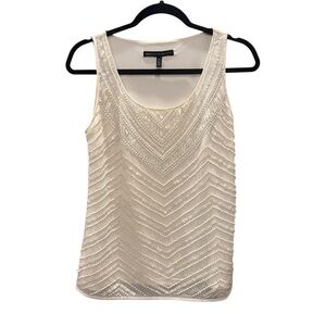 White House Black Market Cream Beaded Blouse